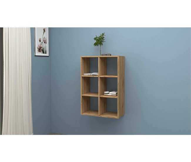 Conforama Librería Dmanzar Mueble Con Estantes Biblioteca De Oficina 100% Made In Italy Roble 60x25h90 Cm