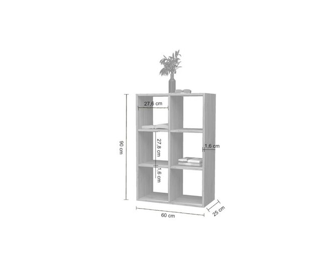 Conforama Librería Dmanzar Mueble Con Estantes Biblioteca De Oficina 100% Made In Italy Roble 60x25h90 Cm