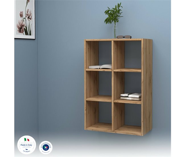 Conforama Librería Dmanzar Mueble Con Estantes Biblioteca De Oficina 100% Made In Italy Roble 60x25h90 Cm