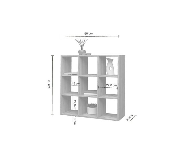 Conforama Librería Dmanzar Mueble Con Estantes Biblioteca De Oficina 100% Made In Italy Roble 90x25h90 Cm