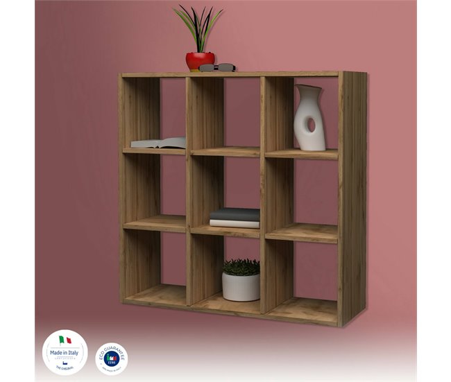 Conforama Librería Dmanzar Mueble Con Estantes Biblioteca De Oficina 100% Made In Italy Roble 90x25h90 Cm