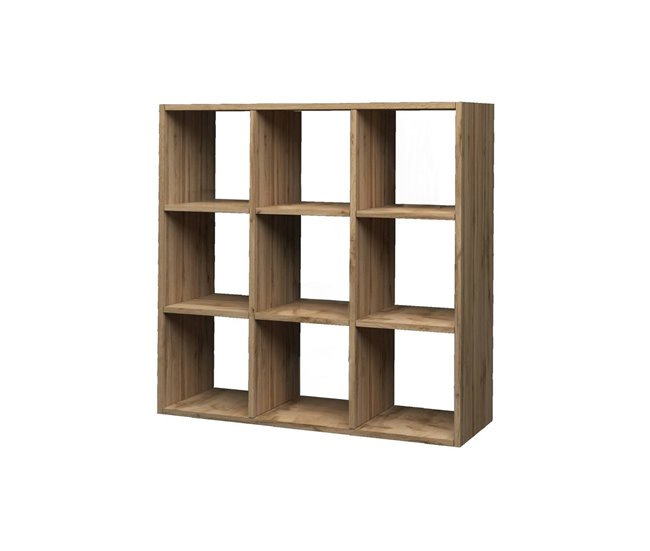 Conforama Librería Dmanzar Mueble con estantes Biblioteca de oficina 100% Made in Italy Roble 90x25h90 cm