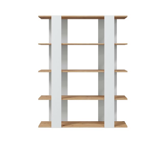 Conforama Librería Dnotar Estantería De Oficina Con 5 Estantes Librería Biblioteca 108x31h136 Cm Roble Anudado Y Blanco Brillante