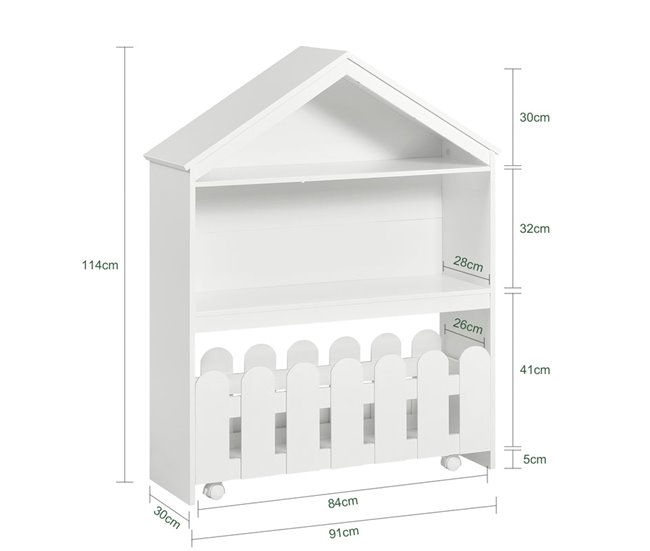 Conforama Librería Infantil Con 1 Cajón Móvil Estantería Infantil De Juguetes Y Libros 91 X 30 X 114cm KMB52-W SoBuy
