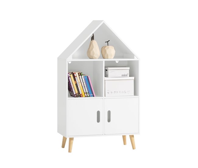 Conforama Librería Infantil con 2 estantes Abiertos Organizador de Juguetes Multifuncional con 2 Puertas KMB58-W SoBuy