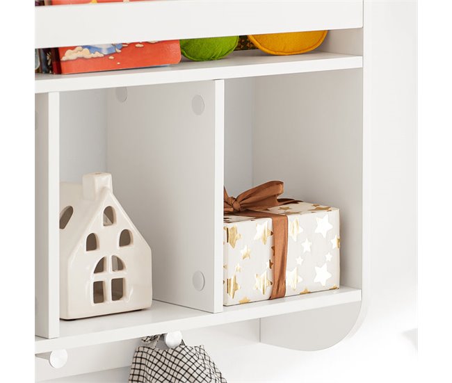 Conforama Librería Infantil De Pared Estantería Para Niños De 2 Niveles 3 Compartimentos Y 3 Ganchos 60 X 18 X 51 Cm KMB46-W SoBuy