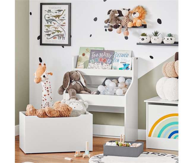 Conforama Librería Infantil Para Niños Con 1 Estante Y 3 Cajas Con Ruedas Blanco 63x32x80 Cm SoBuy KMB71-W