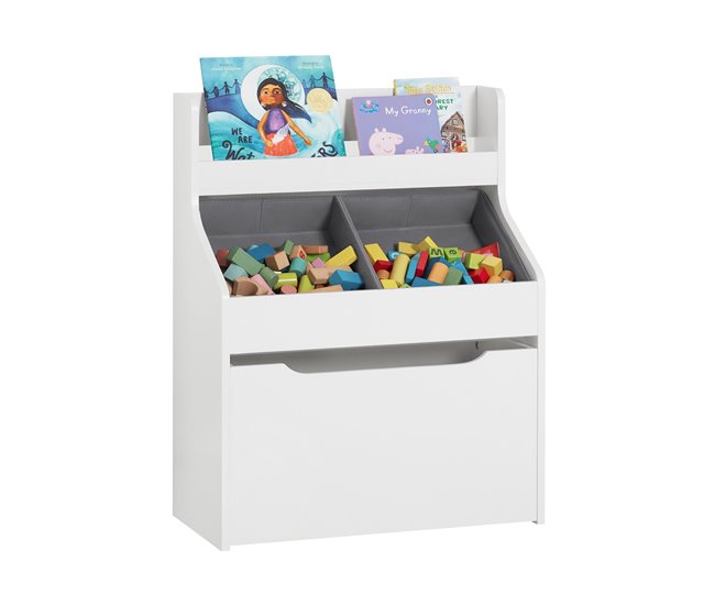 Conforama Librería Infantil Para Niños Con 1 Estante Y 3 Cajas Con Ruedas Blanco 63x32x80 cm SoBuy KMB71-W