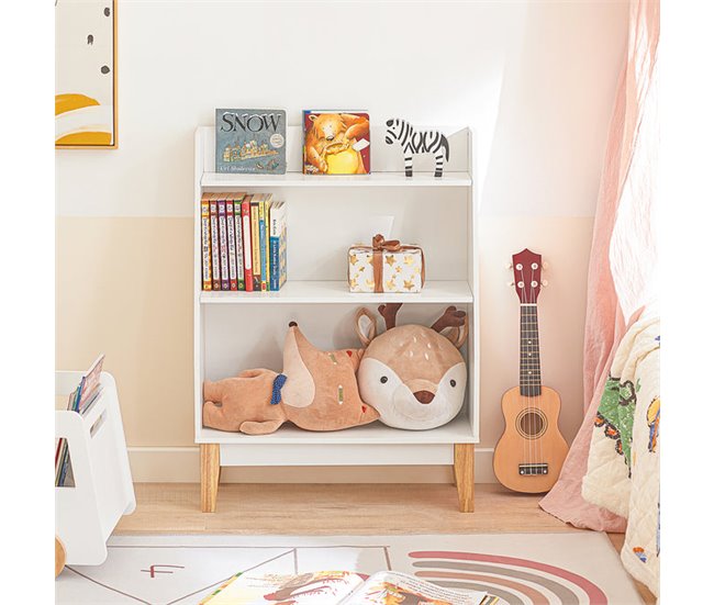Conforama Librería Infantil Para Niños Con 3 Estantes Estantería Estándar Infantil 60 X 25 X 80 Cm KMB47-W SoBuy