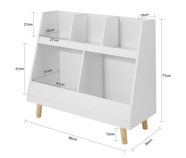 Conforama Librería Infantil Para Niños Estantería Estándar Infantil Blanco 86 X 36 X 77cm KMB19-W SoBuy
