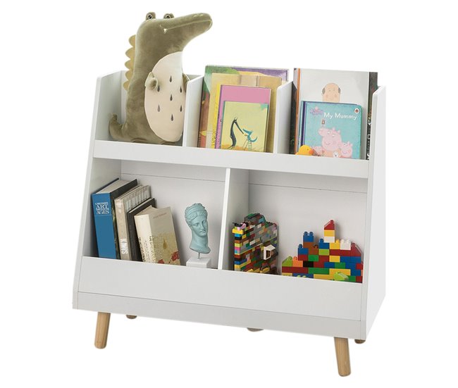 Conforama Librería Infantil para niños Estantería estándar Infantil Blanco 86 x 36 x 77cm KMB19-W SoBuy