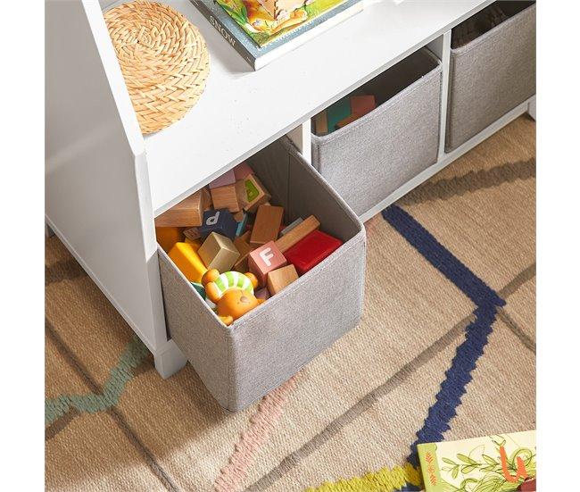 Conforama Librería Infantil Para Niños Estantería Para Juguetes Para Niños Con Compartimentos De Almacenamiento Y 3 Cestas KMB34-W SoBuy