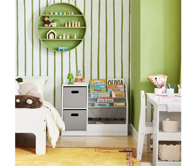 Conforama Librería Infantil Para Niños SoBuy KMB76-W Con 2 Cestas Y 1 Compartimiento 80x30x30x61 Cm