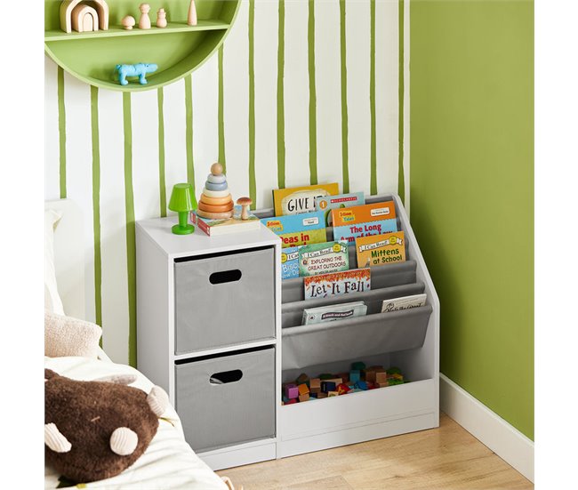 Conforama Librería Infantil Para Niños SoBuy KMB76-W Con 2 Cestas Y 1 Compartimiento 80x30x30x61 Cm