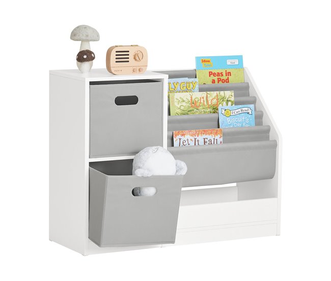 Conforama Librería Infantil para niños SoBuy KMB76-W con 2 Cestas y 1 Compartimiento 80x30x30x61 cm