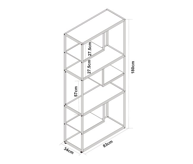 Conforama Librería Østre De 6 Estantes Metal 180x83x34cm - Negro/Nogal [en.casa]