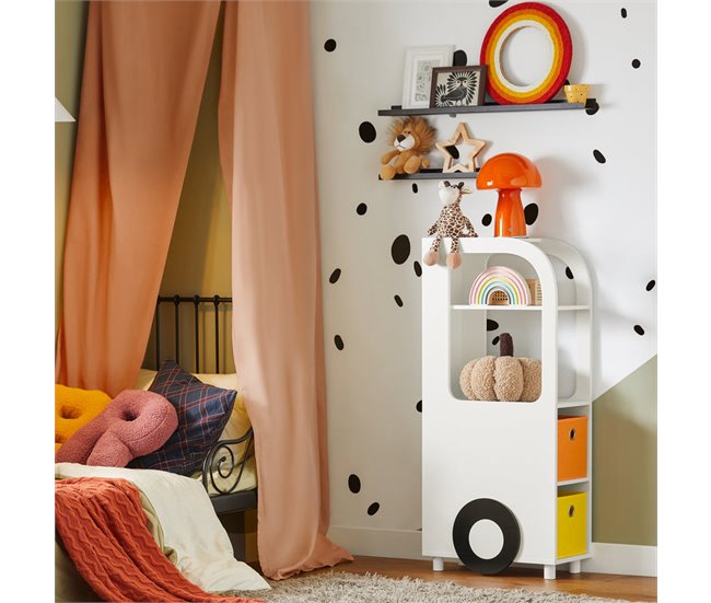 Conforama Librería Para Niños Con 2 Cestas Y 2 Estantes SoBuy KMB67-W Blanco 50x26x110 Cm