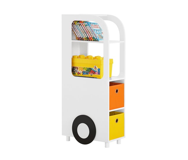 Conforama Librería Para Niños Con 2 Cestas Y 2 Estantes SoBuy KMB67-W Blanco 50x26x110 Cm