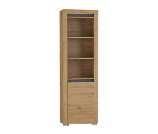 Conforama Librero 1 puerta con LED Kasla Madera y Antracita