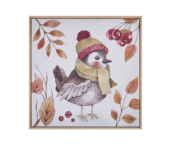 Conforama Lienzo enmarcado pájaro multicolor 63 x 63 cm CASTRO