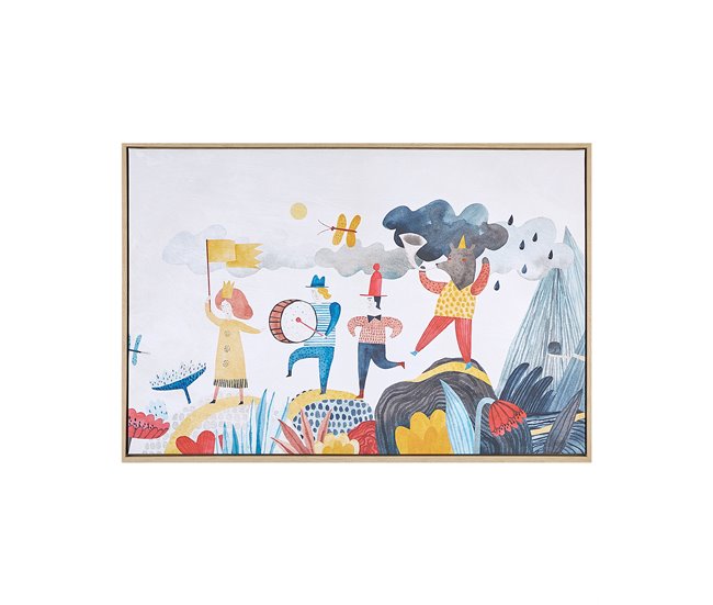 Conforama Lienzo enmarcado personajes multicolor 93 x 63 cm BIBBIENA