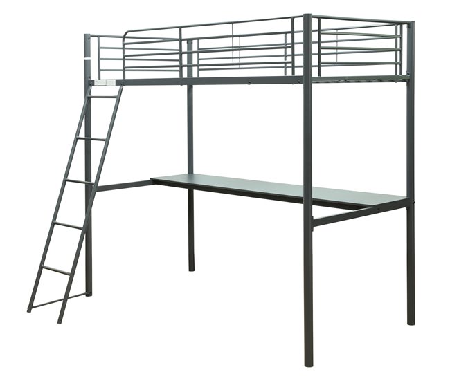 Conforama Litera loft LEBRON con escritório y cama superior