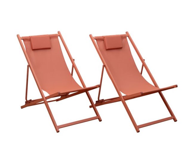 Conforama Lote de 2 sillas CYPRUS - textil terracota-estructura terracota