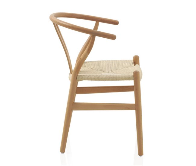 Conforama Lote De 4 Sillas De Madera De Haya Con Asiento Trenzado
