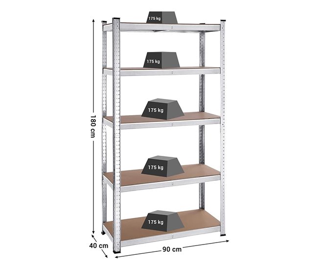 Conforama Lote De Dos Estanterías De 5 Niveles Con Tablas Ajustables - H180 Cm