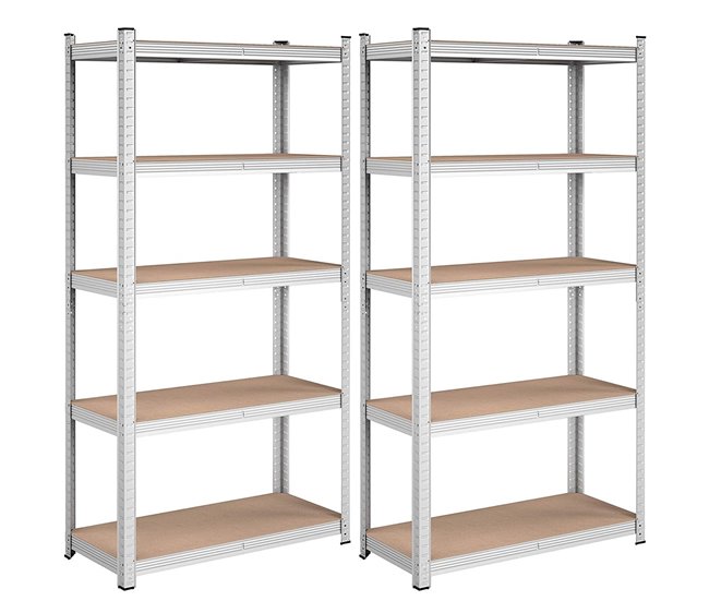 Conforama Lote de dos estanterías de 5 niveles con tablas ajustables - H180 cm