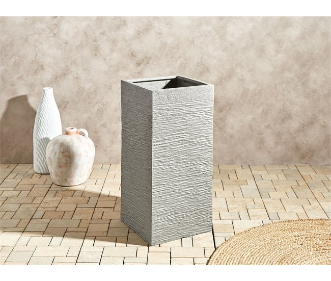 Conforama Maceta Cuadrada Gris Pardo 33 X 33 X 70 Cm DION
