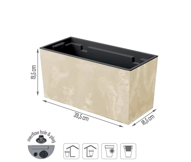 Conforama Maceta Urbi Case Beton Effect Dimensiones (Mm) 395X185X195 Color Crema