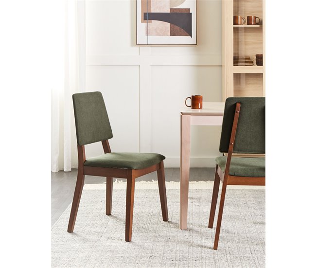 Conforama Madera Silla De Comedor Conjunto De 2 Verde Oscuro MERRILL