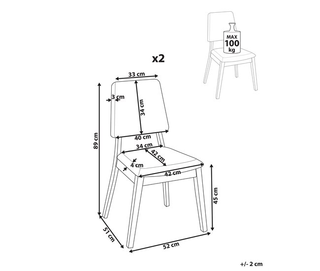 Conforama Madera Silla De Comedor Conjunto De 2 Verde Oscuro MERRILL