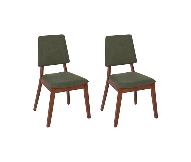 Conforama Madera Silla De Comedor Conjunto De 2 Verde Oscuro MERRILL