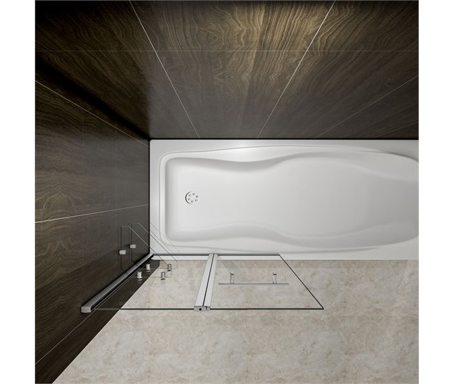 Conforama Mampara De Bañera Abatible Giratoria Vidrio Templado 6 Mm Rectangular Con 2 Repisas Y Un Toallero Cromado (99.5-100)X140cm