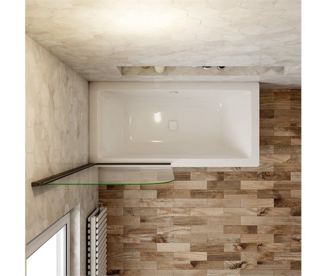 Conforama Mampara De Bañera Abatible Vidrio Templado 5mm Negro Mate (78-80)X140cm