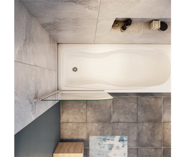 Conforama Mampara De Bañera Abatible Vidrio Templado 6mm Blanco/Gris Mate (78-80)X140cm