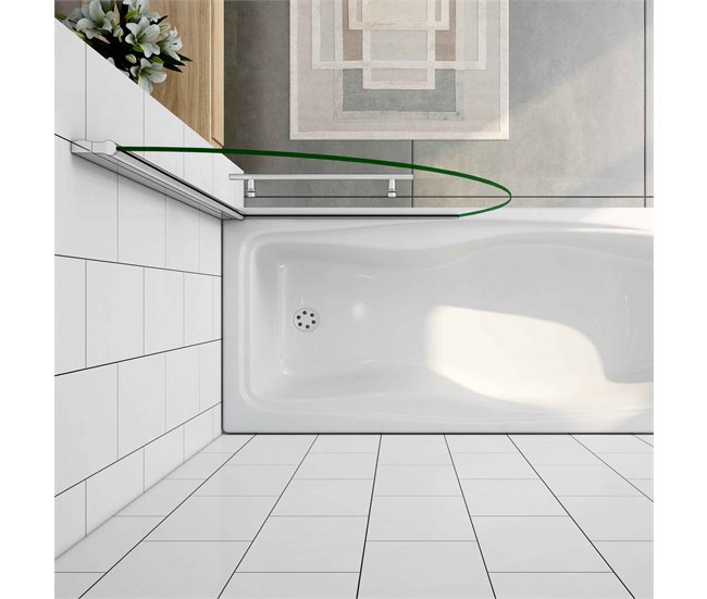 Conforama Mampara De Bañera En Forma Media Luna Con Un Toallero 40cm Vidrio Templado Antical 8mm Cromado (98-100.5)X150cm
