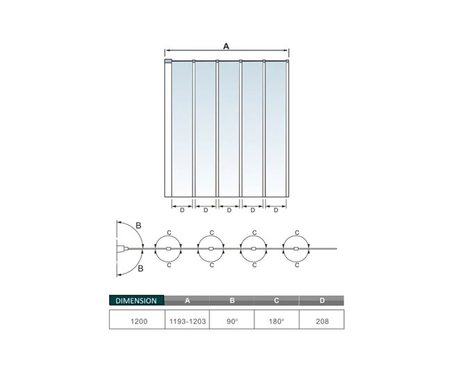 Conforama Mampara De Bañera Plegable Vidrio Templado 4mm Blanco/Gris Mate (119.3-120.3)X140cm