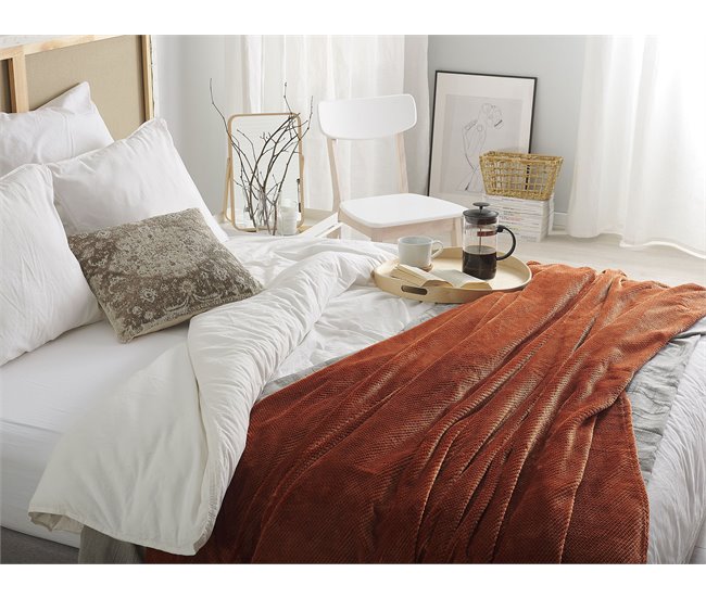 Conforama Manta De Poliéster Marrón Dorado 200 X 220 Cm SAITLER