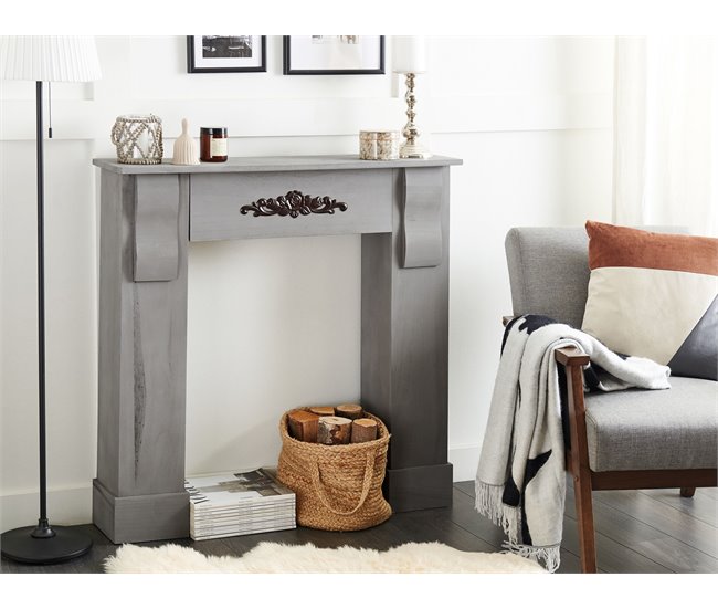 Conforama Marco Para Chimenea De Madera Gris 97 X 99 Cm MANDRE