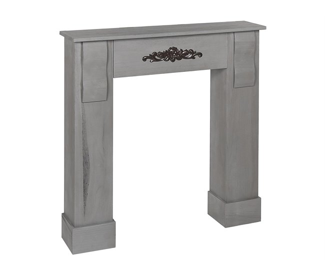 Conforama Marco para chimenea de madera gris 97 x 99 cm MANDRE