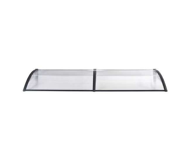 Conforama Marquesina Exterior Para Puertas Mellerud Protección Policarbonato / Plástico 200 X 100 Cm - Transparente Y Negro [en.casa]