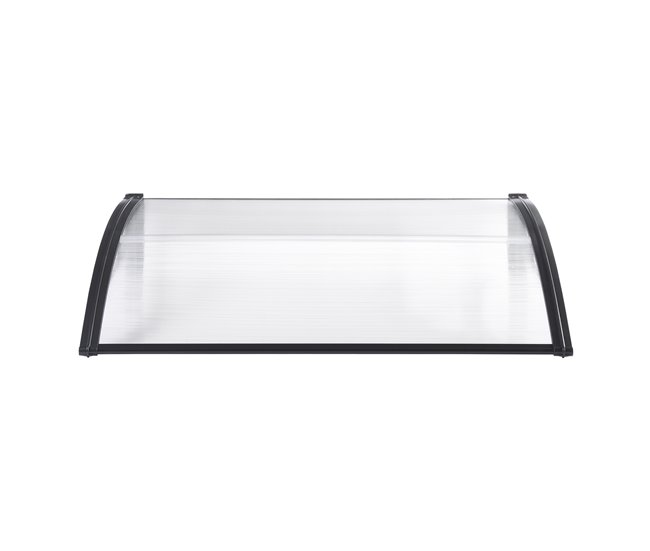 Conforama Marquesina Exterior Para Puertas Mellerud Protección Policarbonato / Plástico 120 X 80 Cm - Transparente Y Negro [en.casa]