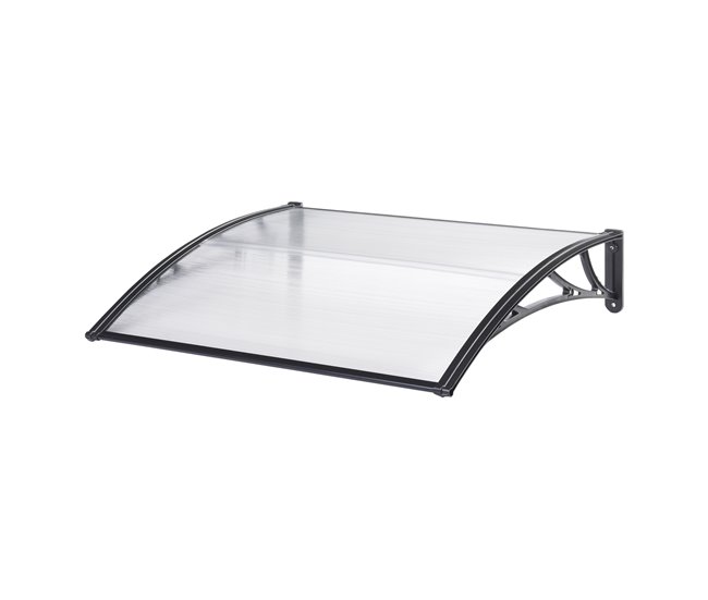 Conforama Marquesina exterior para Puertas Mellerud protección policarbonato / plástico 120 x 80 cm - Transparente y Negro [en.casa]