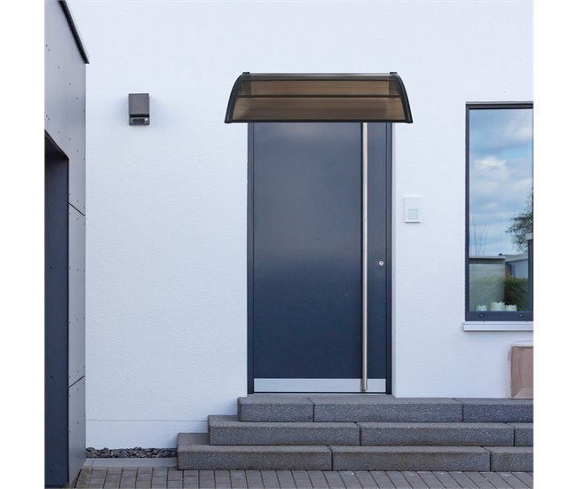 Conforama Marquesina Exterior Para Puertas Mellerud Protección Policarbonato / Plástico 150 X 100 Cm - Negro Y Marrón [en.casa]