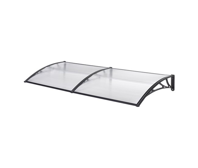 Conforama Marquesina exterior para Puertas Mellerud protección policarbonato / plástico 300 x 100 cm - Transparente y Negro [en.casa]