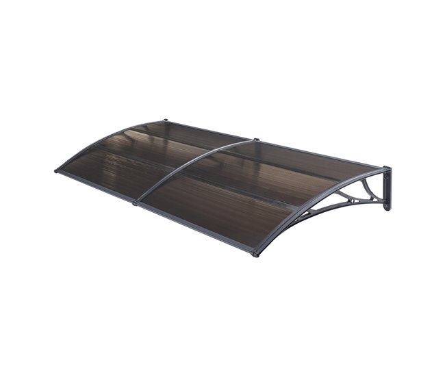 Conforama Marquesina exterior para Puertas Mellerud protección policarbonato / plástico 240 x 80 cm - Negro y Marrón [en.casa]