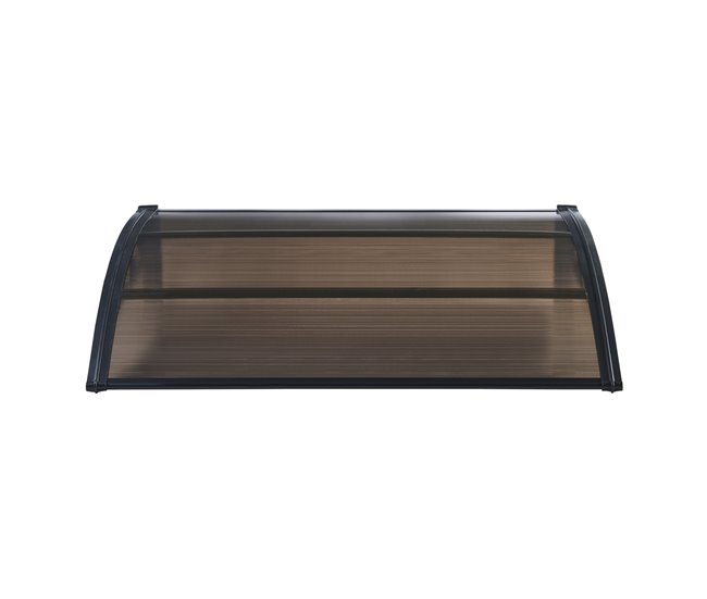 Conforama Marquesina Exterior Para Puertas Mellerud Protección Policarbonato / Plástico 120 X 100 Cm - Negro Y Marrón [en.casa]